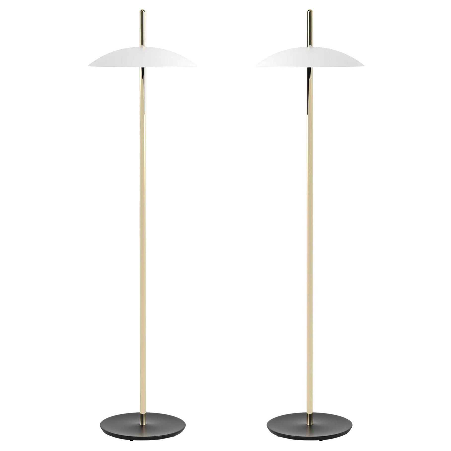 Pair of White and Brass Signal Floor Lamp from Souda, Made to Order For Sale