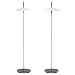 Pair of White and Brass Signal Floor Lamp from Souda, Made to Order