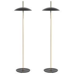Pair of Black x Brass Signal Floor Lamp from Souda, Made to Order