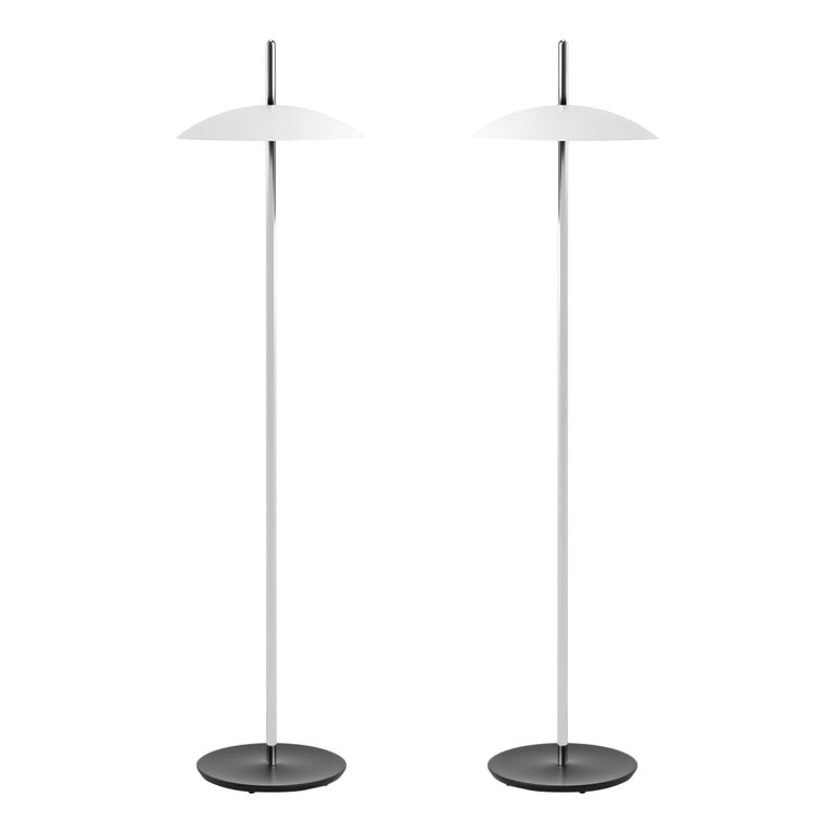 Pair of White and Nickel Signal Floor Lamp from Souda, in Stock For Sale at  1stDibs