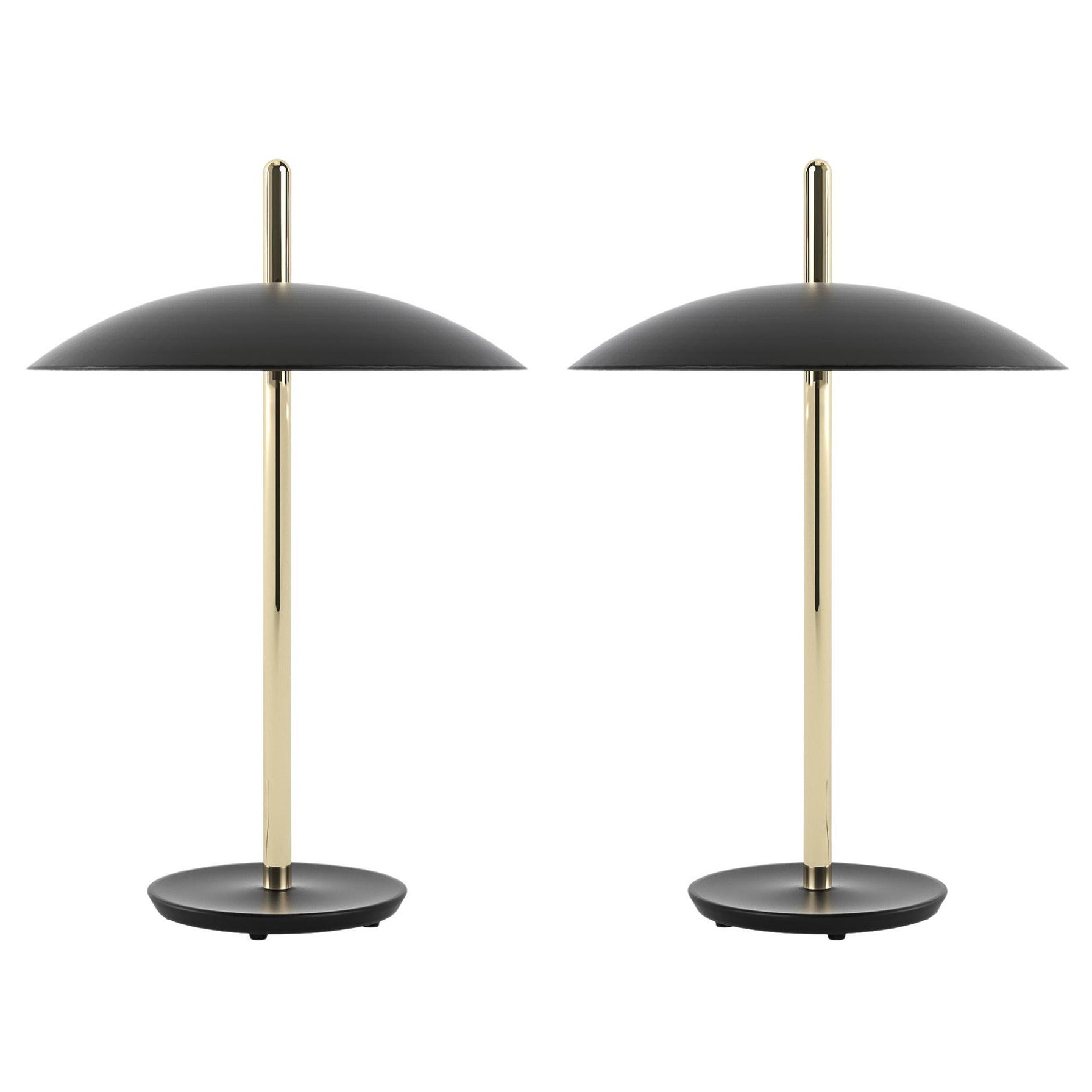 Pair of Signal Table Lamp from Souda, Black and Brass, Made to Order For Sale