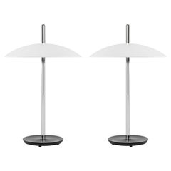 Pair of Signal Table Light from Souda, White x Nickel, Made to Order
