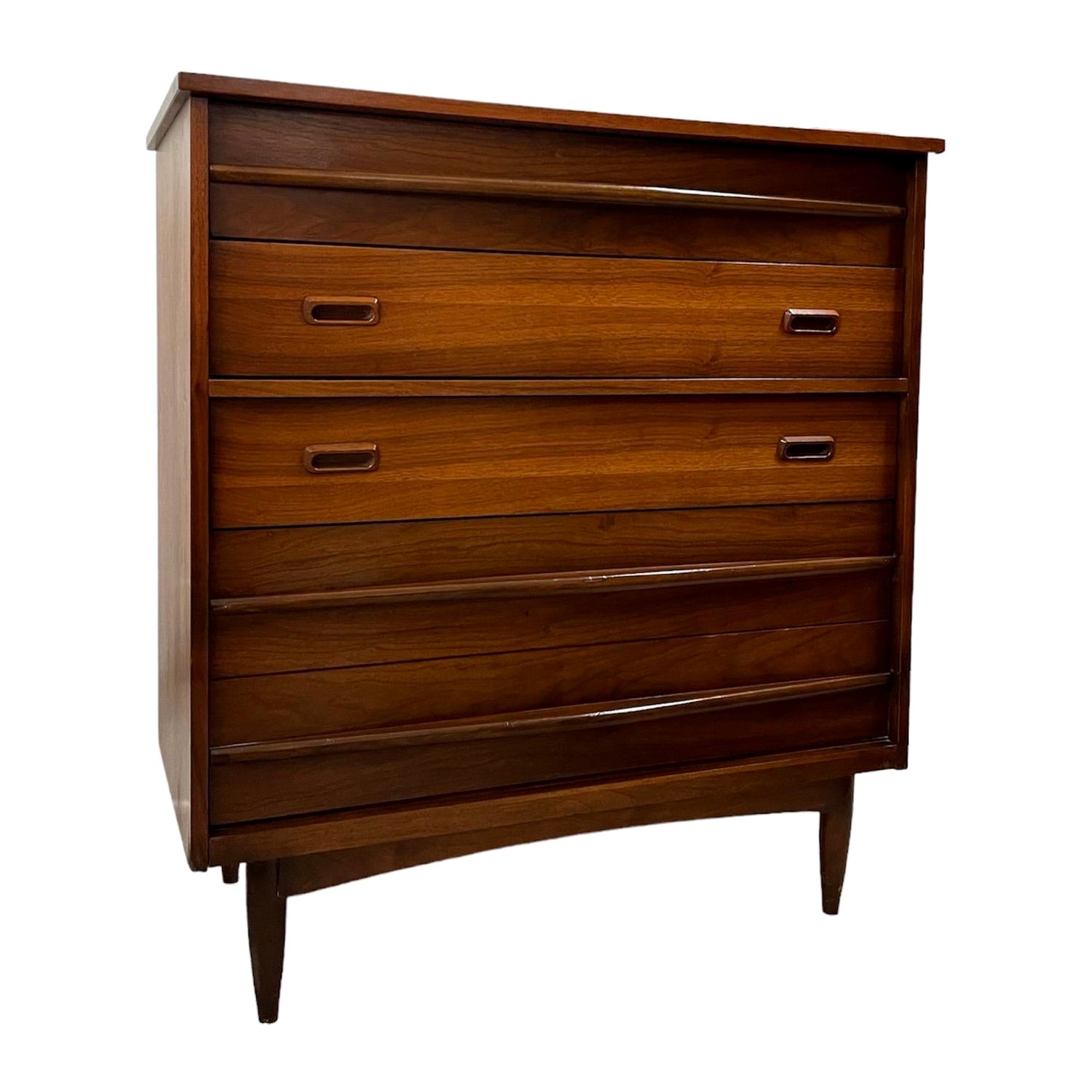 Vintage Mid-Century Modern Highboy Dresser with Dovetail Drawers For Sale