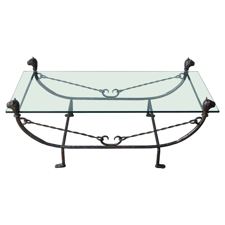 Bronze and Iron Coffee Table in the Style of Diego For Sale at 1stDibs