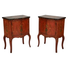 Pair 19th Century Venetian Style Red Painted Cabinets
