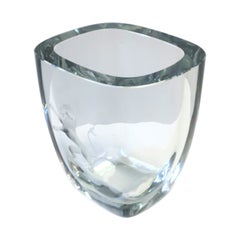 Scandinavian Modern Swedish Modern Crystal Strombergshytt Glass Vase with Lion 