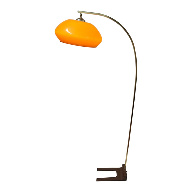 MidCentury Modern Arc Brass Floor Lamp For Sale at 1stDibs