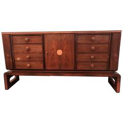 Vintage Art Deco Sideboard on Stand in Rosewood Attributed to Josef DeCoene