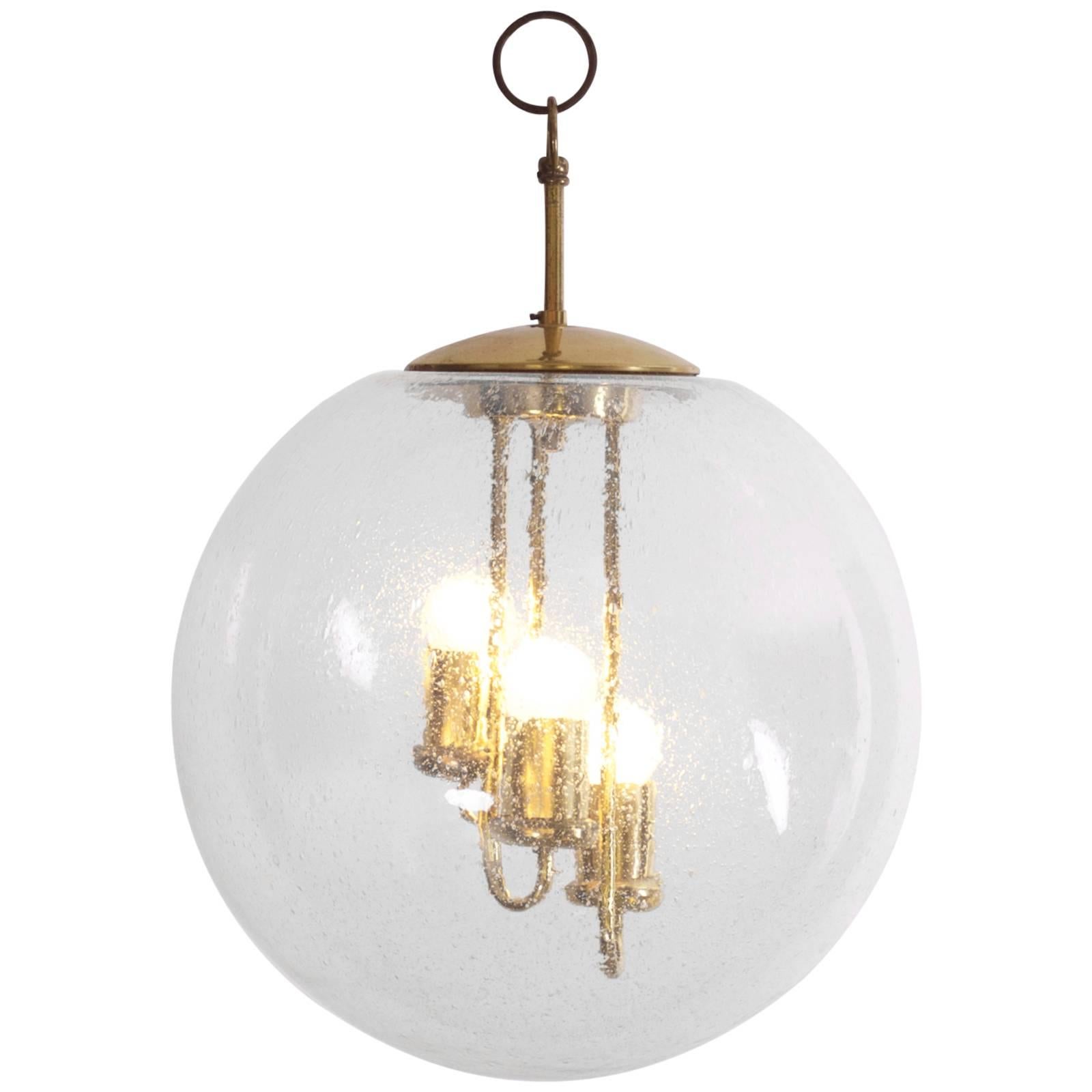 Huge Round Brass Sputnik Chandelier or Pendant Lamp by Doria For Sale