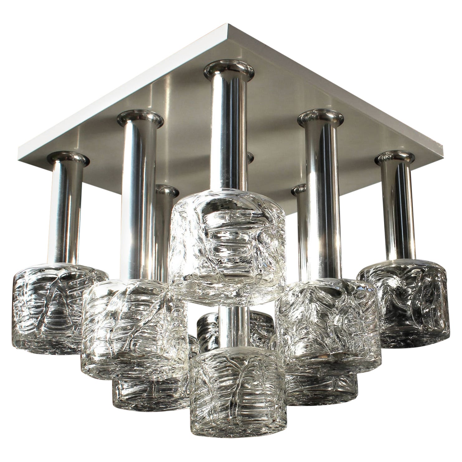 Doria Modernist Flush Mount Hand with Blown Glass Shades, 1970s For Sale