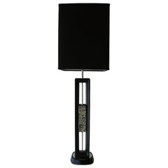 Dänische Tisch- oder Schreibtischlampe aus schwarzem Holz und Rosenquarz, Moderne der Mitte des Jahrhunderts