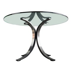 Italian Mid-Century Modern Glass and Metal T69 Dining Table by Osvaldo Borsani