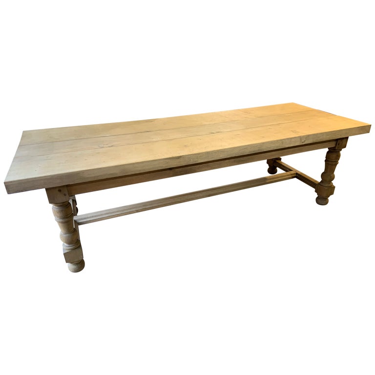 Antique Pale Oak Farmhouse Table For Sale at 1stDibs