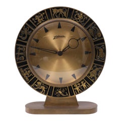 Brass Atlanta Zodiac Table Clock, 1960s, Germany