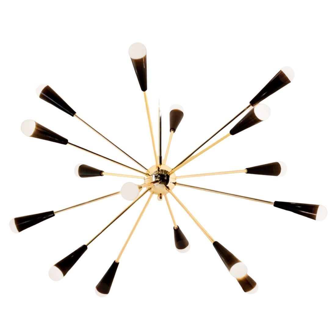 Achille & Pier Castiglioni 'Sputnik' Brass Chandelier in Black for Stilnovo