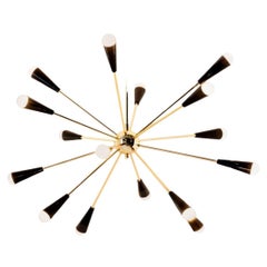 Achille & Pier Castiglioni 'Sputnik' Brass Chandelier in Black for Stilnovo