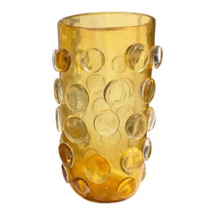 20th Century Dark-Yellow Italian Single Murano Glass Vase, Vintage Décor
