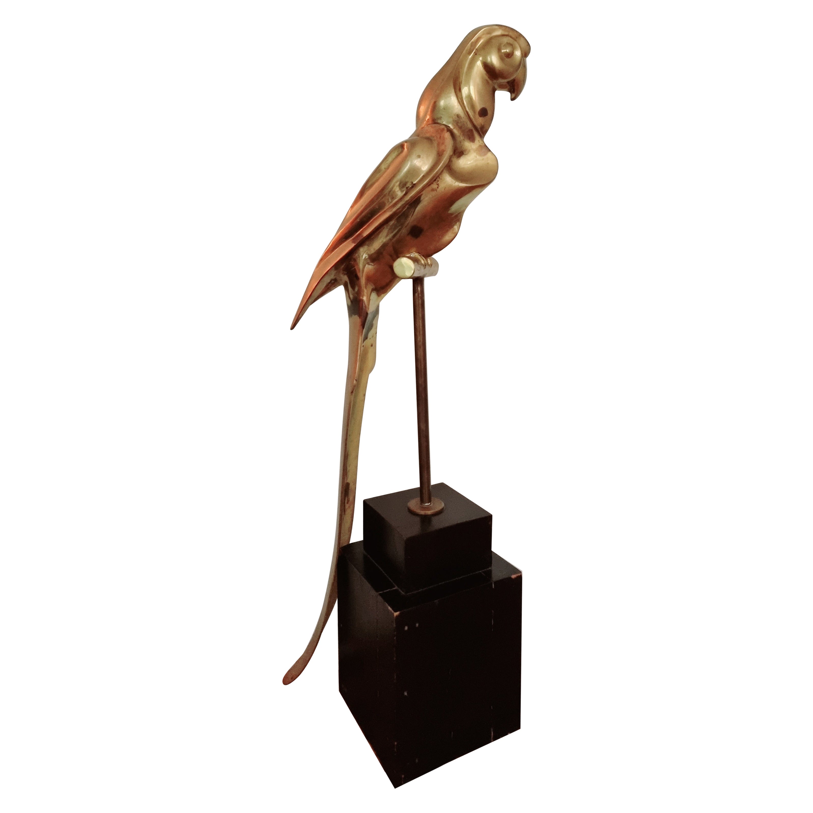 Decorative solid brass sculpture, parrot, 1970s Palm Beach- / Hollywood- Regency For Sale