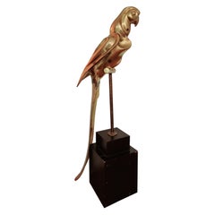 Decorative solid brass sculpture, parrot, 1970s Palm Beach- / Hollywood- Regency