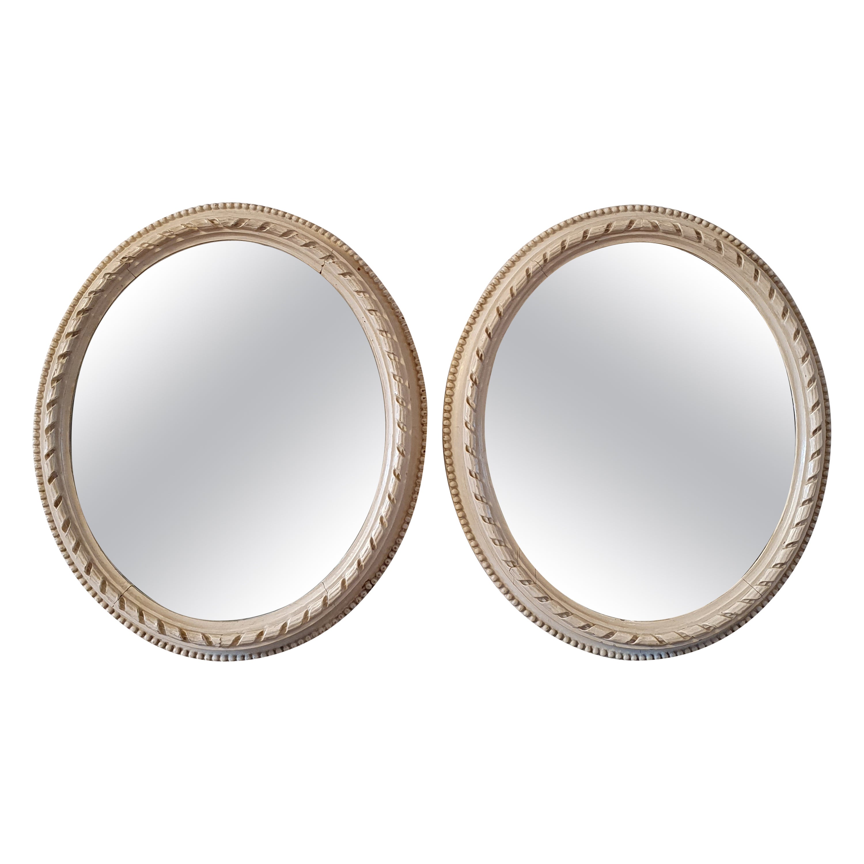 Pair of Miniature Oval Mirrors For Sale