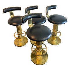 Design For Leisure Brass Swivel Barstools, Set of 4
