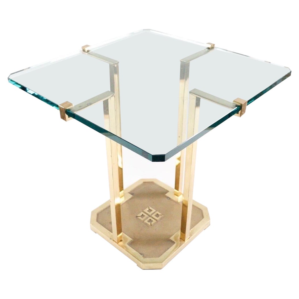 Side Table by Peter Ghyczy for Ghyczy + Co Design, Polished Brass and Glass 1970