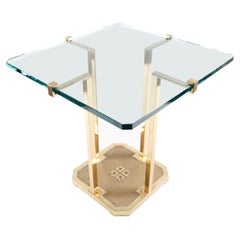 Side Table by Peter Ghyczy for Ghyczy + Co Design, Polished Brass and Glass 1970