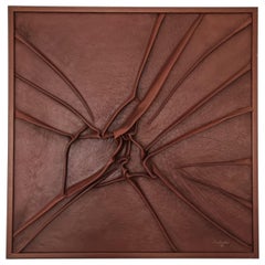 Ing-Marie Linder, wall art / relief in leather, Post-Modern Sweden