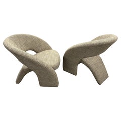 Pair of Reupholstered Post Modern Sculptural Chairs