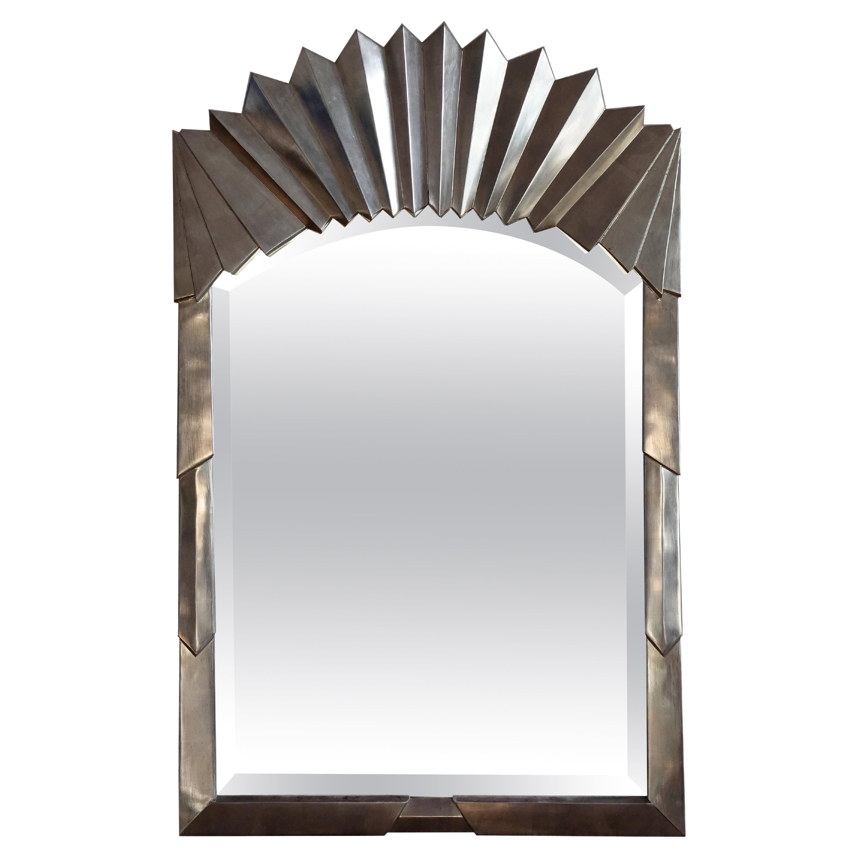Modernist Carved and Silver Gilt Mirror For Sale