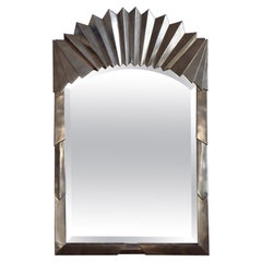 Retro Modernist Carved and Silver Gilt Mirror