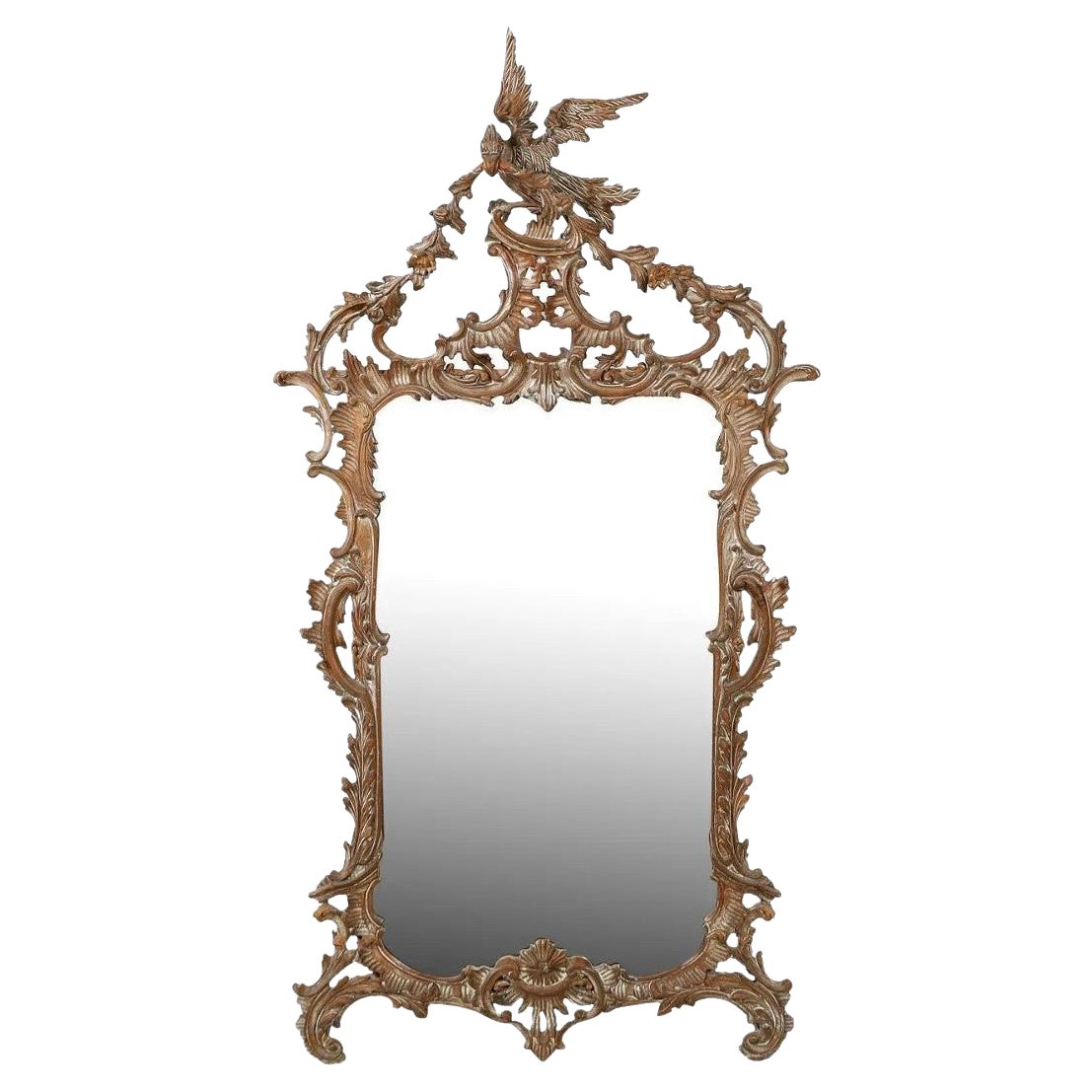 Vintage Decorative Carved Wood Mirror For Sale