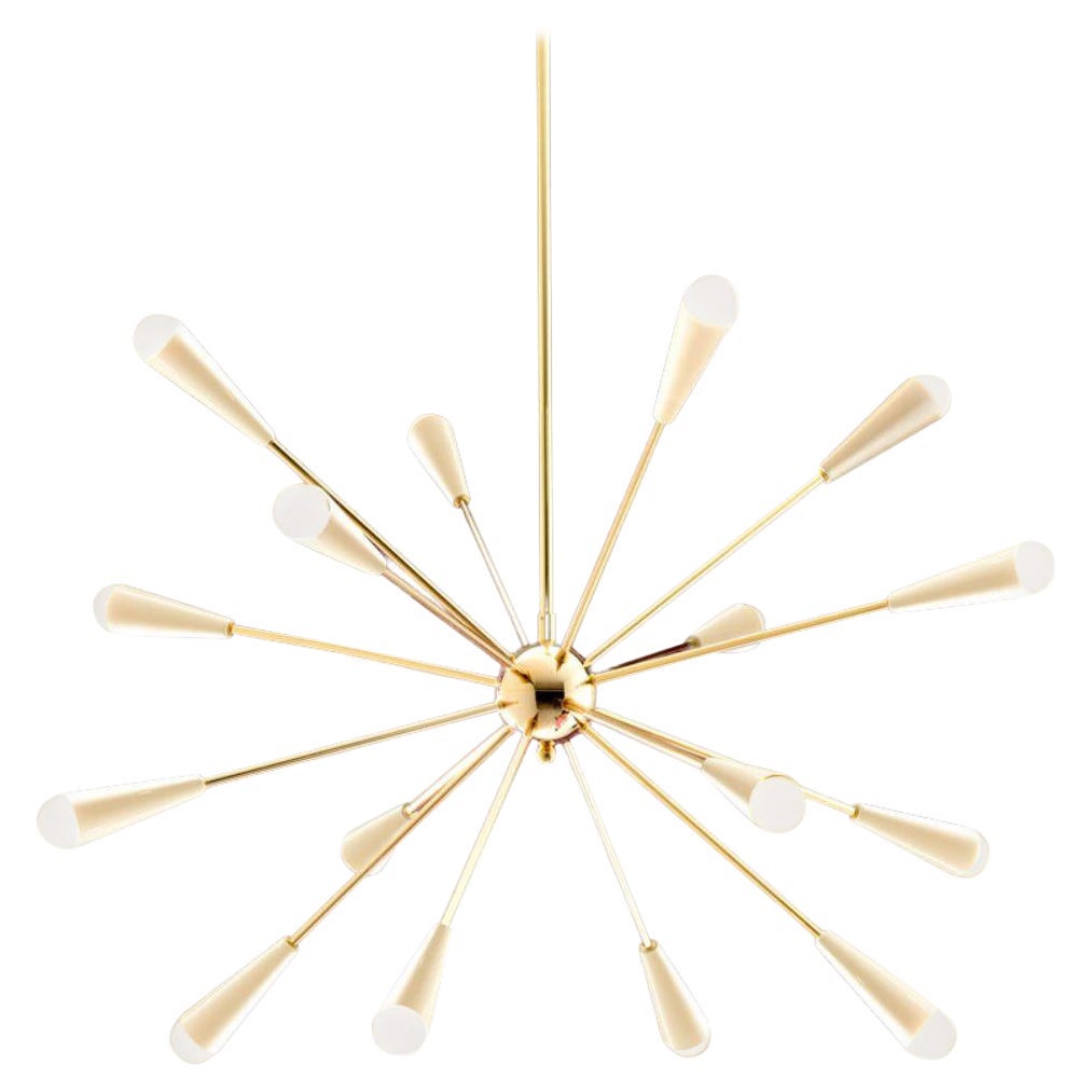 Achille & Pier Castiglioni 'Sputnik' Brass Chandelier in Ivory for Stilnovo For Sale