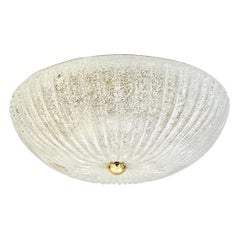Italian Vistosi Reeded Frosted Crystal Clear Murano Glass Flushmount / Sconce