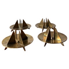 Pierre Forssell Set of Four Patinaed Brass Candle Holders Model Nr20