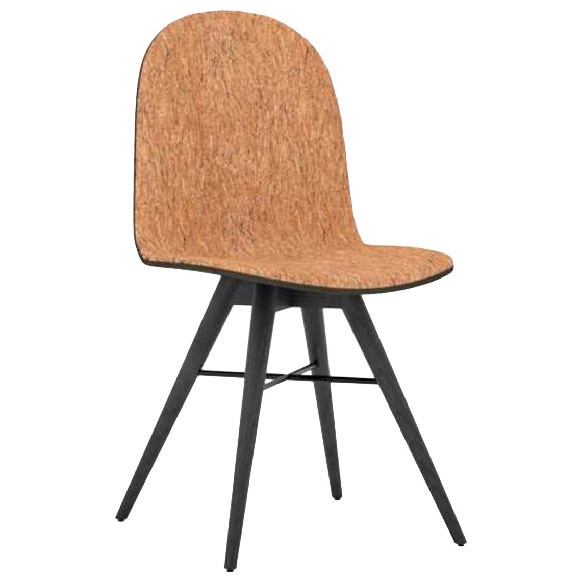 Black Painted Ash and Corkfabric Contemporary Chair by Alexandre Caldas For Sale