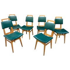 Suite of 6 Oak Chairs, France circa 1950/1960 "Reconstruction" Style