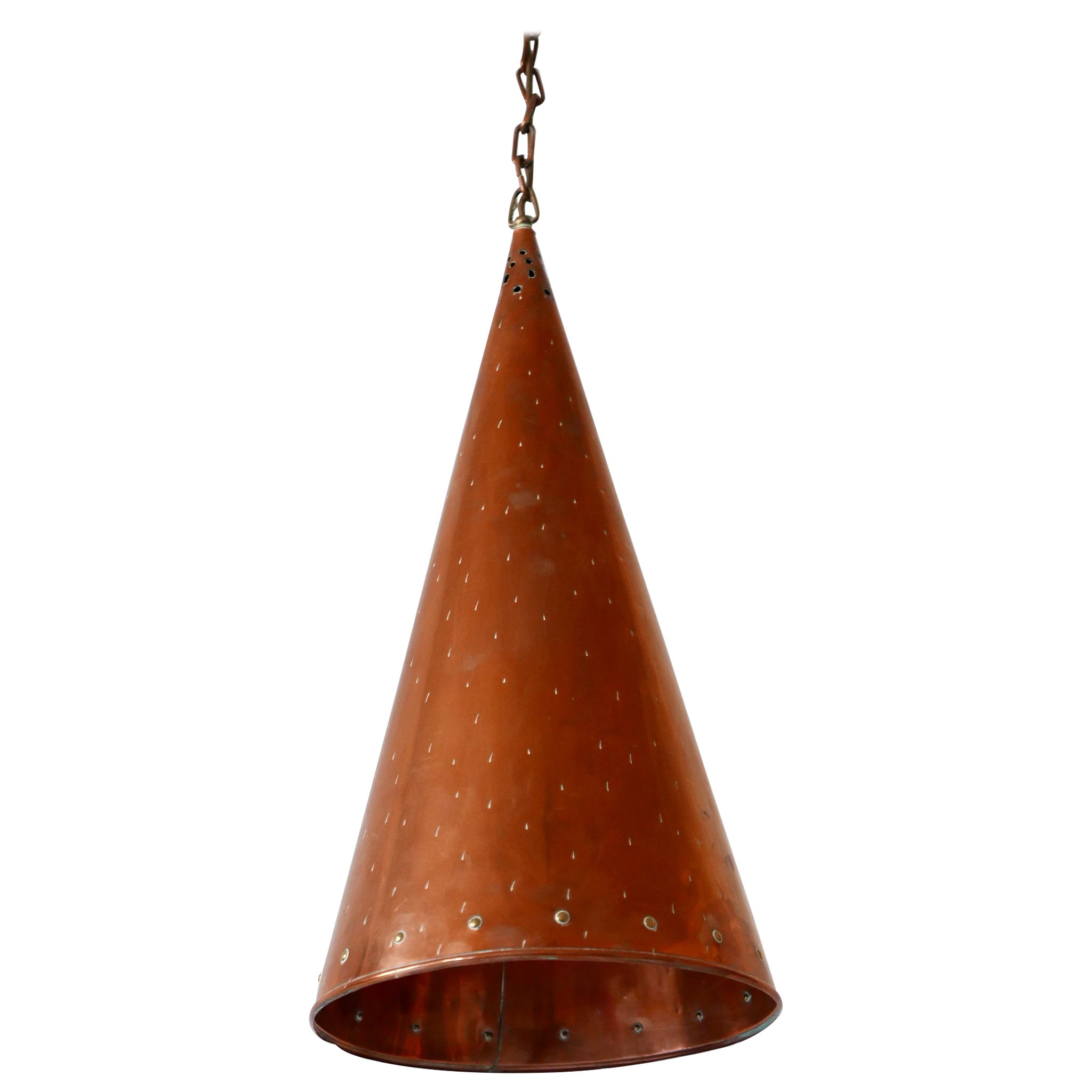 XL Mid Century Modern Copper Pendant Lamp by E.S. Horn Aalestrup Denmark 1950s For Sale