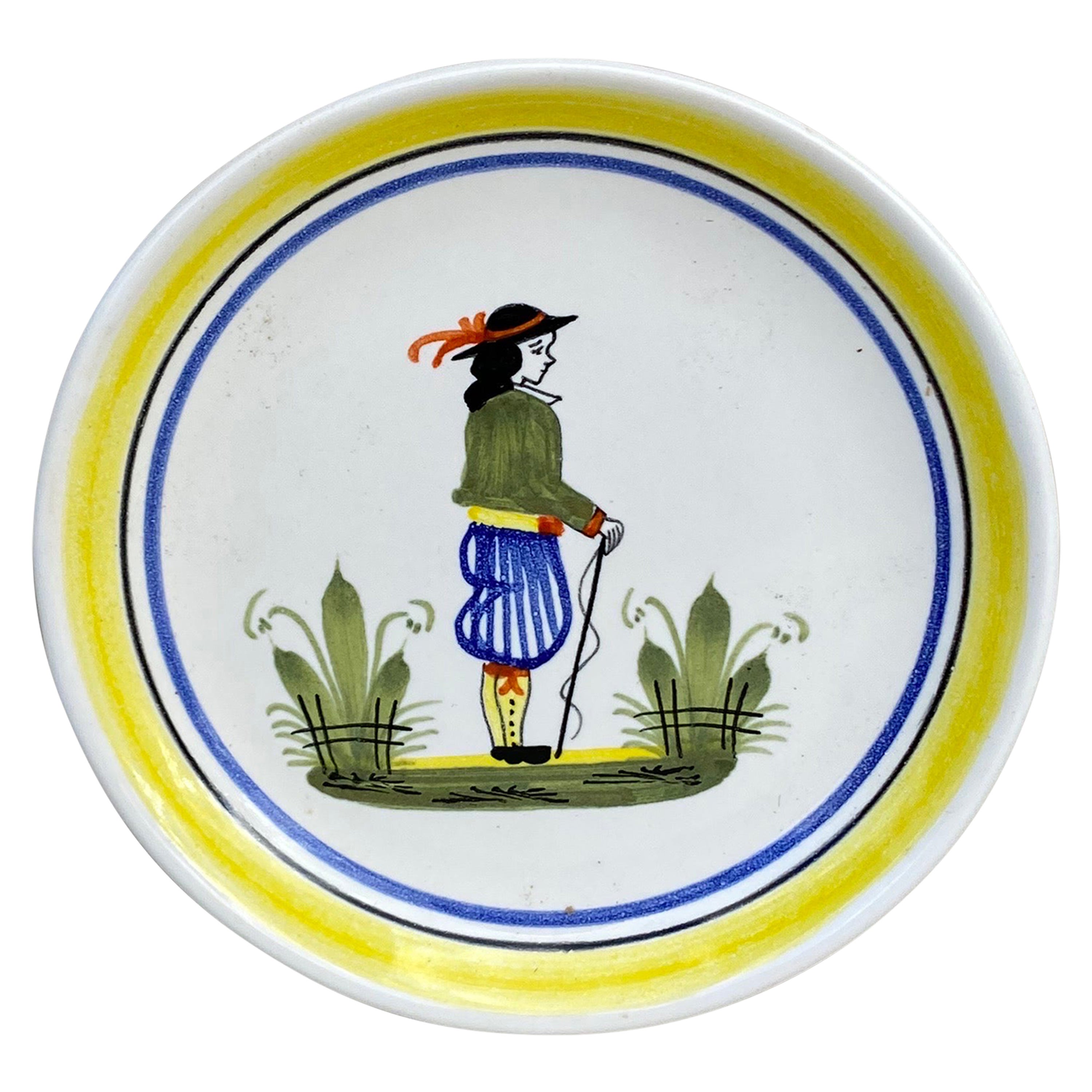 French Miniature Henriot Quimper Plate Circa 1950 For Sale