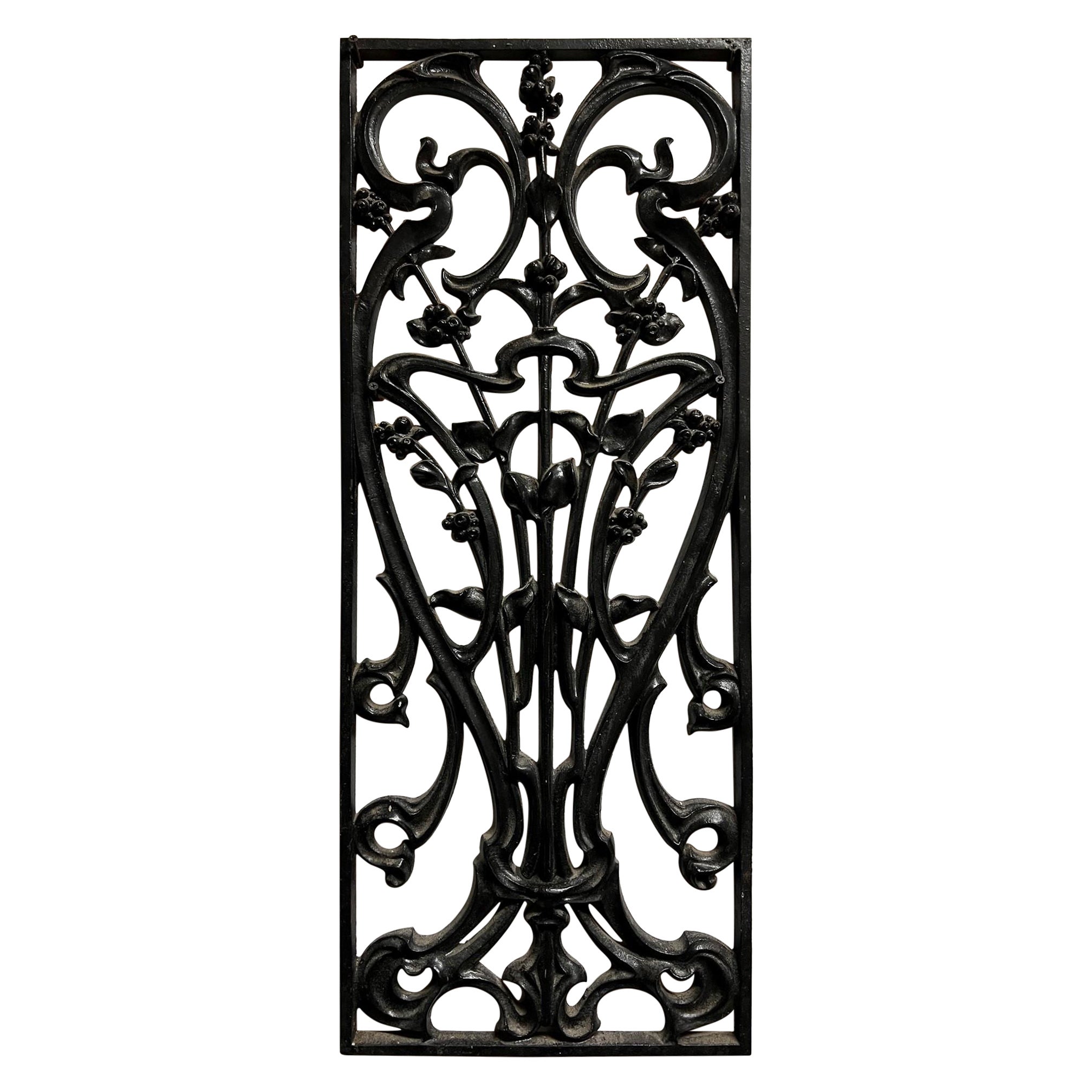 Early 20th Century Antique French Art Nouveau Iron Panel from Paris France For Sale