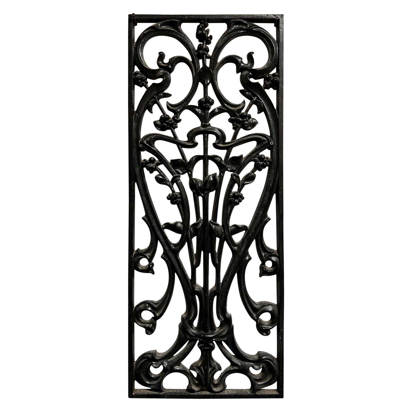 Early 20th Century Antique French Art Nouveau Iron Panel from Paris ...