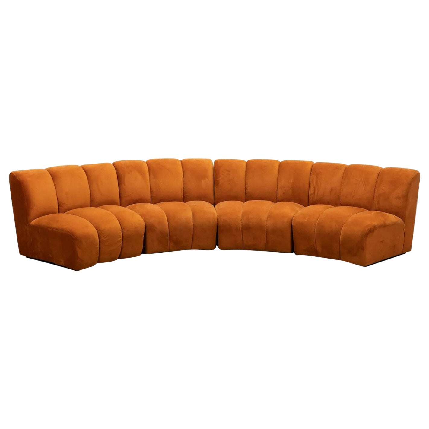 Mid-Century Modern 4 Piece Channelled Sectional Sofa