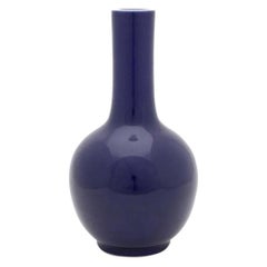 Antique Chinese Blue Monochrome Bottle Form Vase