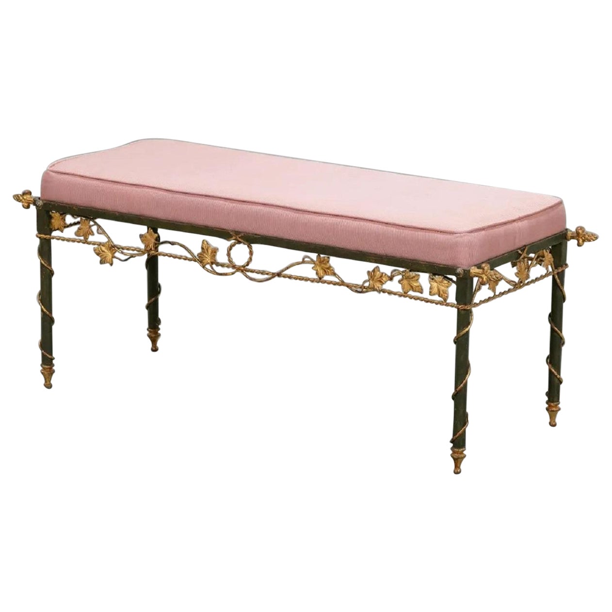 Italian Gilt Metal Floral Bench For Sale