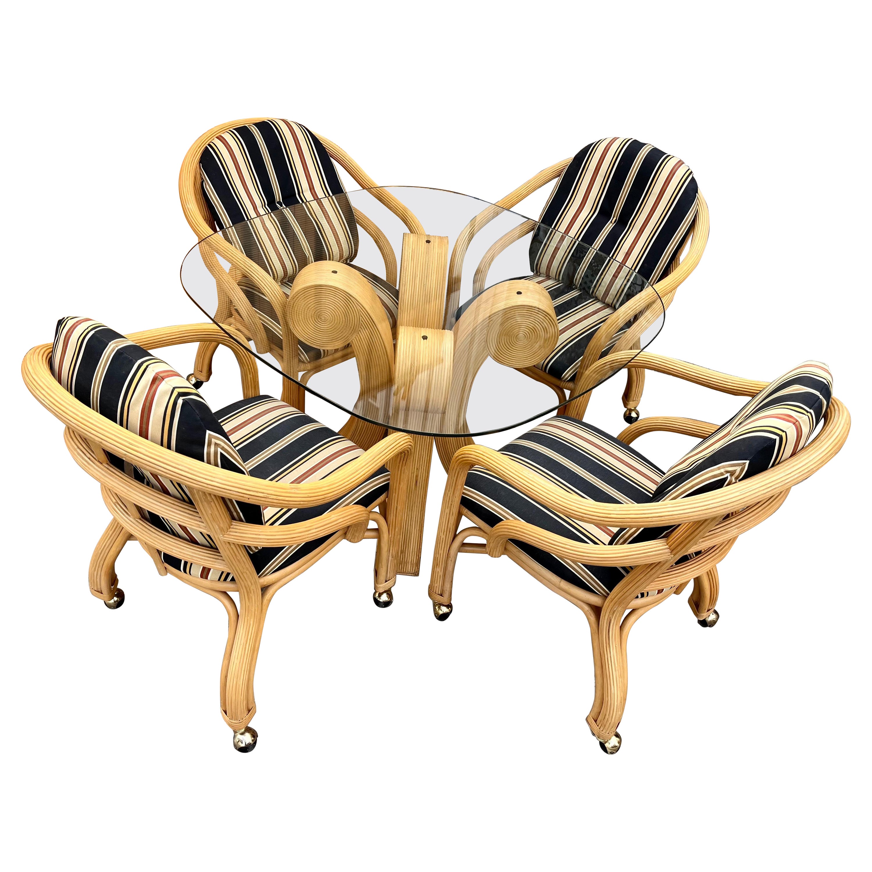 1980s Coastal Style Pencil Reed Dining Set