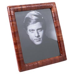 Italian Maroon Leather Picture Frame, 1980s