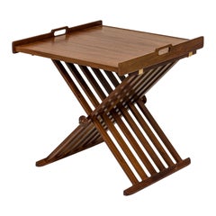Kipp Stewart for Drexel Wooden X-Base Tray Top End / Side Table