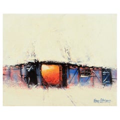 Søren Edsberg 'B. B. 1945', Danimarca, Olio su tela, Esterno di una fattoria innevata