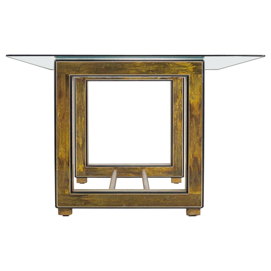 Bernhard Rohne for Mastercraft Acid-Etched Brass Dining Table, c. 1970s For Sale