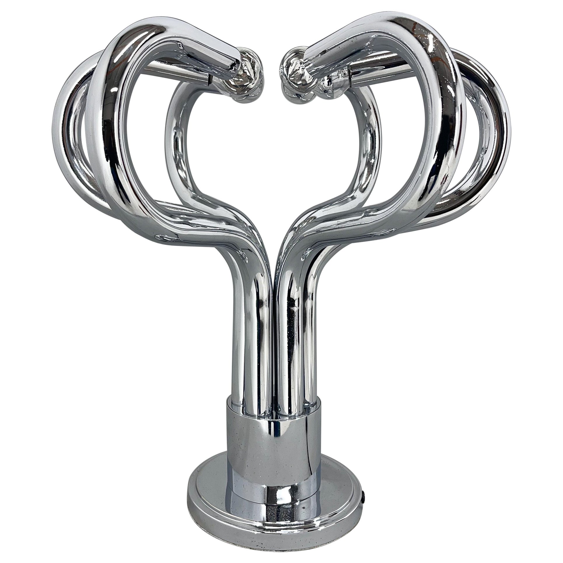 1970's Rare Italian Chrome Space Age Table Lamp by Stilux Milano